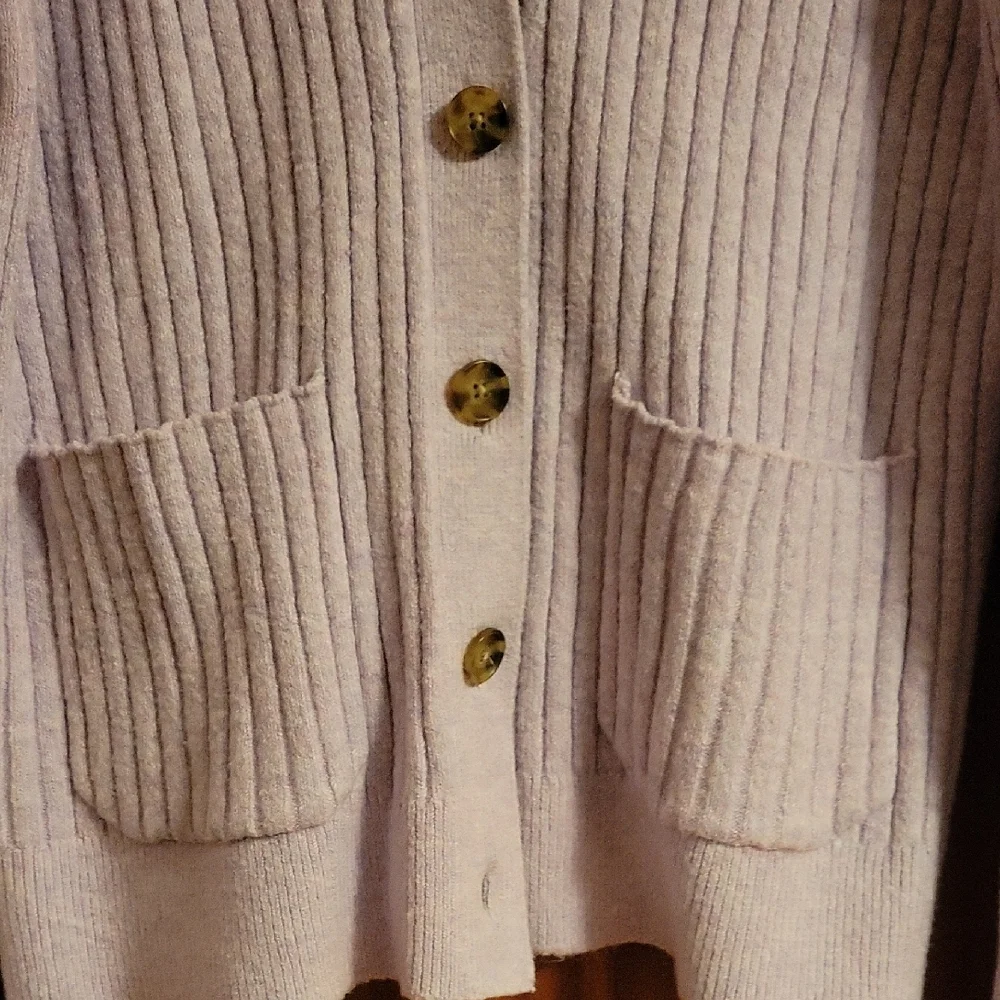 Lavender Ribbed Cardigan Sweater - Picture 2 of 4